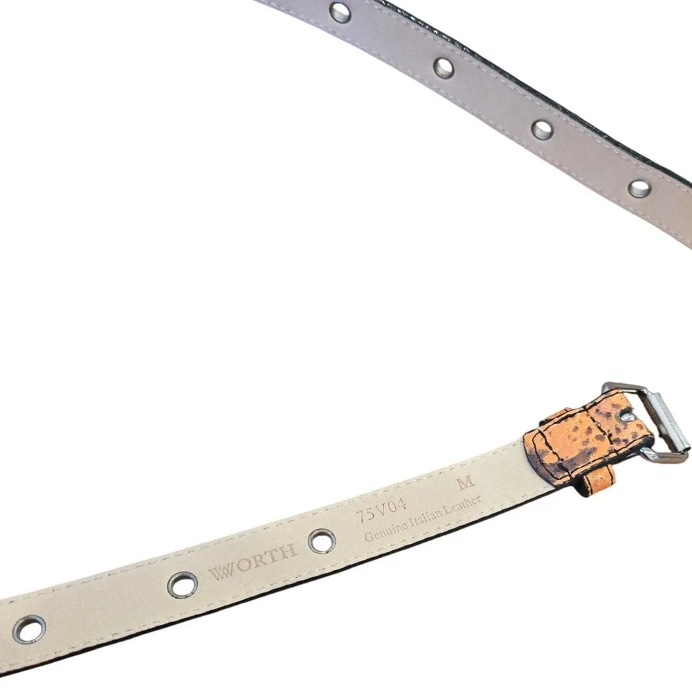 Worth Women's Belt Italian Leather Snakeskin Silver Ring Luxury Hardware‎ Medium